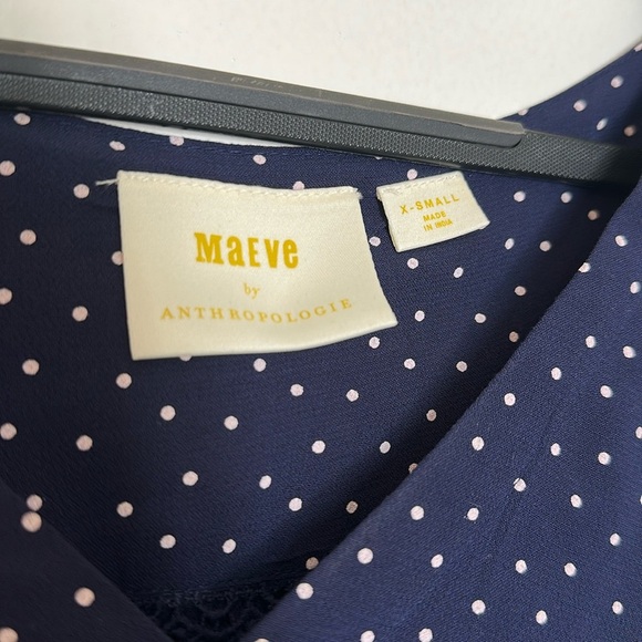 Anthropologie Maeve Pernille Tie-Sleeve Blouse in Navy Blue XS - Picture 3 of 9